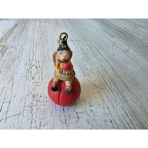 Dept 56 polliwoggs mini rabbit pumpkin Halloween ornament jack-o'-lantern shabby - Picture 1 of 7